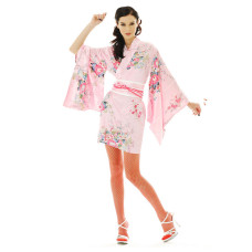 Sexy Short Kimono Satin Rose